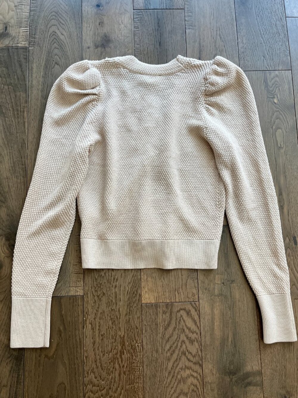 Express Puff Sleeve Knit Cardigan NWT Beige Size XS Sweater - Picture 3 of 6